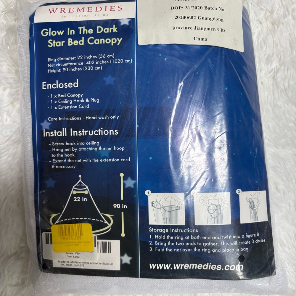 Blue Glow In The Dark Star Bed Canopy